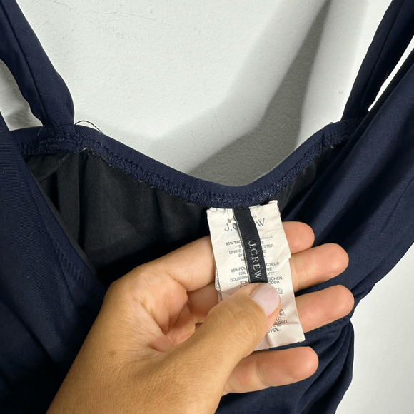 J. CREW Ruched Wrap One Piece Swimsuit Navy blue B6817 womens size 6 - Picture 5 of 8